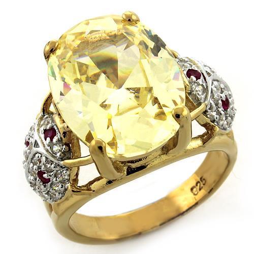 LOAS1143 - Gold 925 Sterling Silver Ring with AAA Grade CZ in Citrine LuxuryLifeWay Online Store