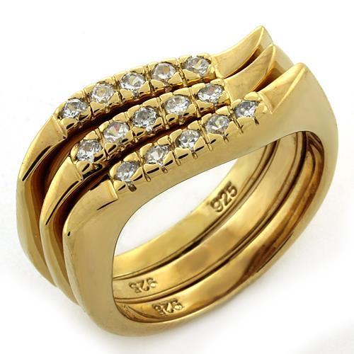 LOAS1150 - Gold 925 Sterling Silver Ring with AAA Grade CZ in Clear LuxuryLifeWay Online Store