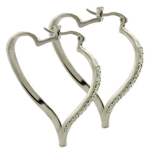 LOAS784 - High-Polished 925 Sterling Silver Earrings with AAA Grade CZ in Clear LuxuryLifeWay Online Store