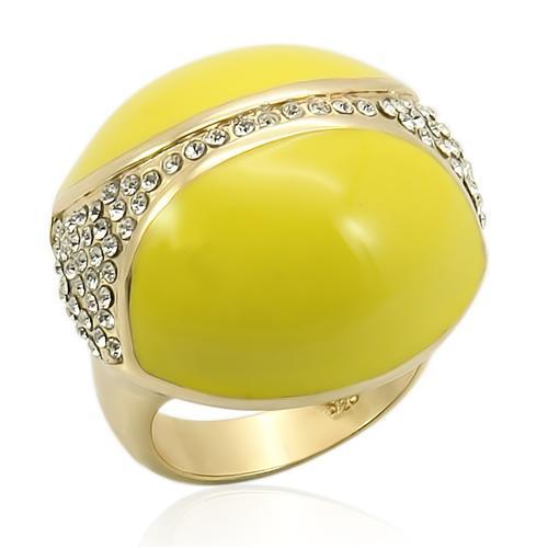LOS184 - Gold 925 Sterling Silver Ring with Top Grade Crystal in Clear LuxuryLifeWay Online Store