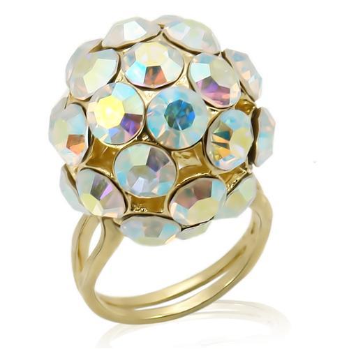 LOS189 - Gold 925 Sterling Silver Ring with Top Grade Crystal in White LuxuryLifeWay Online Store