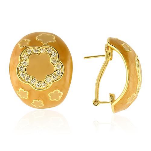 LOS216 - Gold 925 Sterling Silver Earrings with AAA Grade CZ in Clear LuxuryLifeWay Online Store