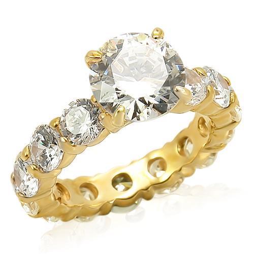 LOS243 - Gold 925 Sterling Silver Ring with AAA Grade CZ in Clear LuxuryLifeWay Online Store