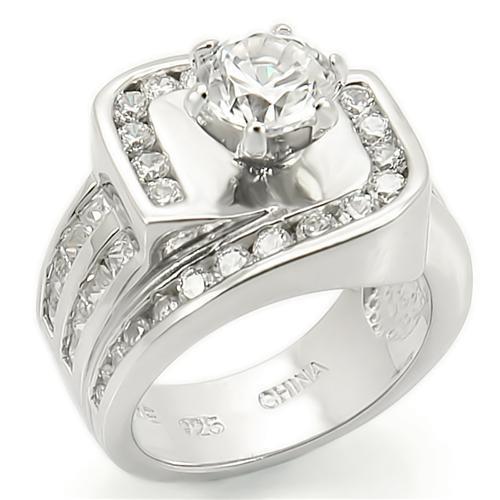 LOS265 - Rhodium 925 Sterling Silver Ring with AAA Grade CZ in Clear LuxuryLifeWay Online Store