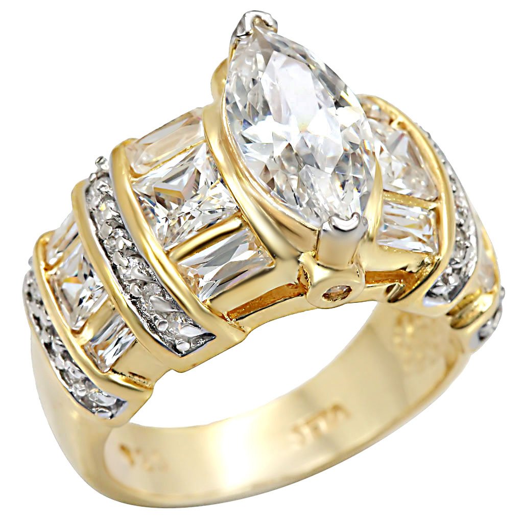 LOS414 - Gold+Rhodium 925 Sterling Silver Ring with AAA Grade CZ in Clear LuxuryLifeWay Online Store