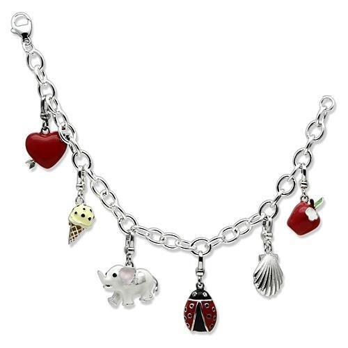 LOS606 - Silver 925 Sterling Silver Bracelet with Epoxy in Multi Color LuxuryLifeWay Online Store