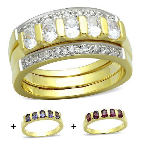 LOS747 - Gold 925 Sterling Silver Ring with AAA Grade CZ in Multi Color LuxuryLifeWay Online Store