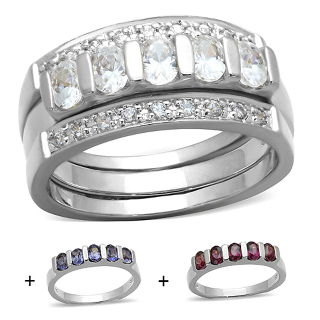 LOS748 - Silver 925 Sterling Silver Ring with AAA Grade CZ in Multi Color LuxuryLifeWay Online Store