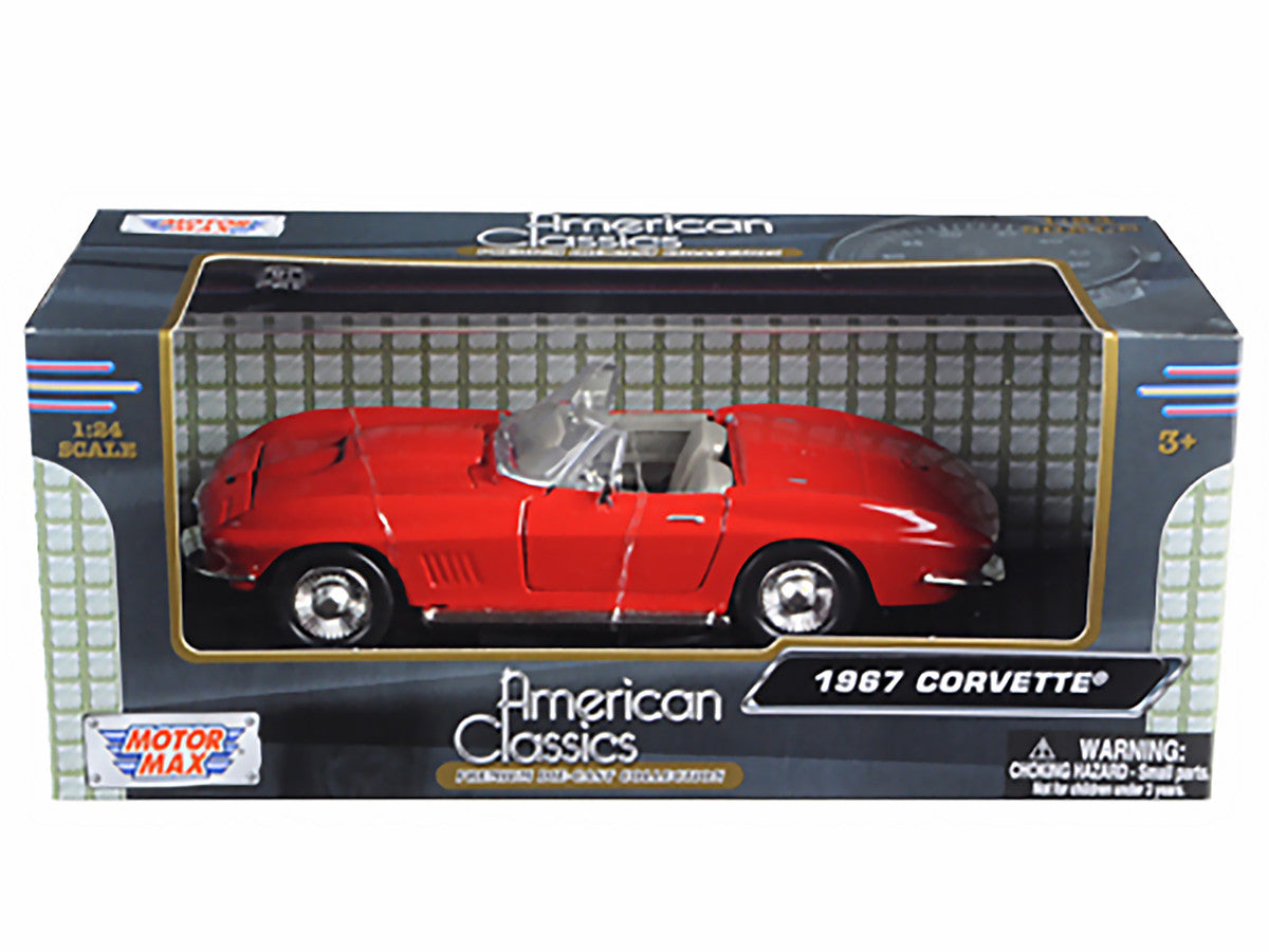1967 Chevrolet Corvette Convertible Red 1/24 Diecast Model Car by Motormax LuxuryLifeWay Online Store