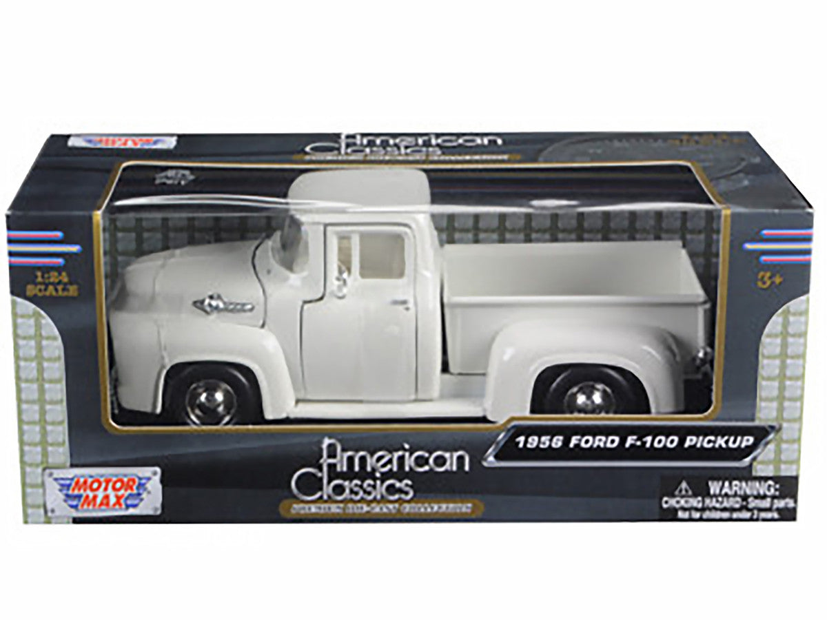 1956 Ford F-100 Pickup Truck White 1/24 Diecast Model Car by Motormax LuxuryLifeWay Online Store