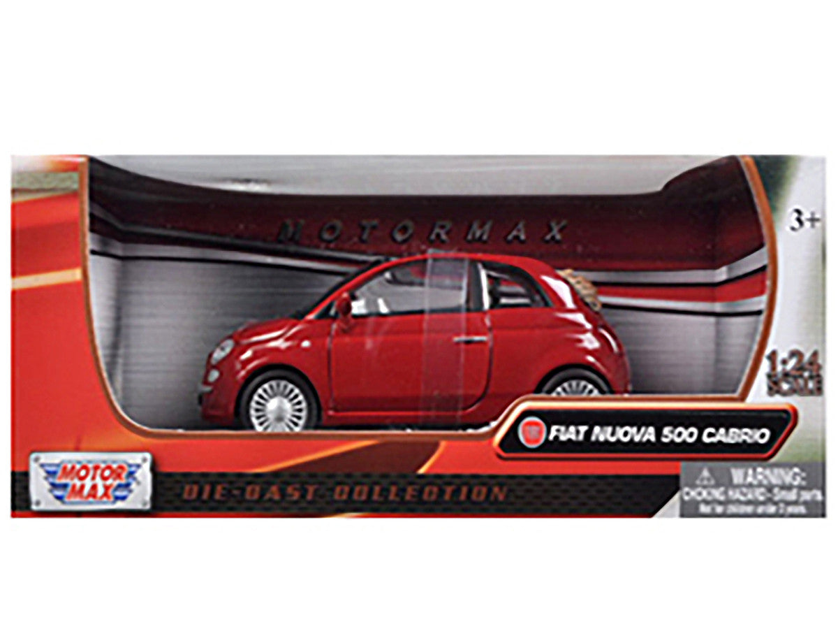 Fiat 500 Nuova Cabrio Red 1/24 Diecast Model Car by Motormax LuxuryLifeWay Online Store