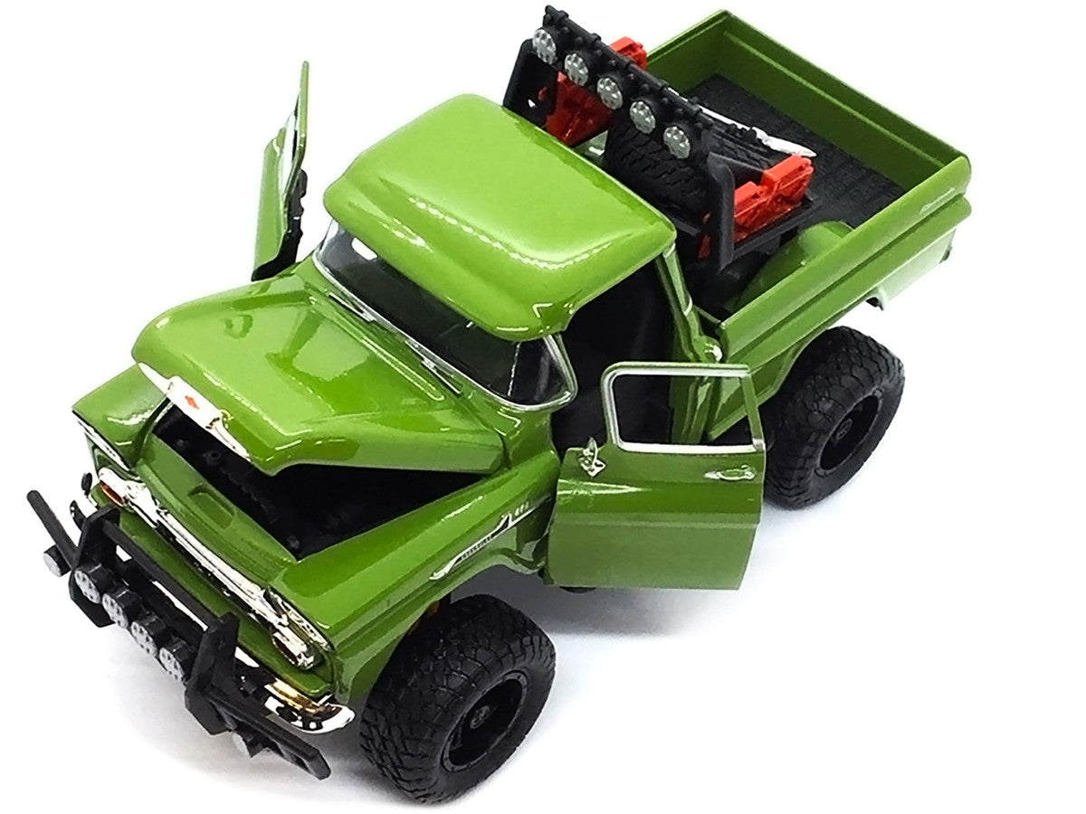 1958 Chevrolet Apache Fleetside Pickup Truck Off Road Green 1/24 Diecast Model by Motormax LuxuryLifeWay Online Store
