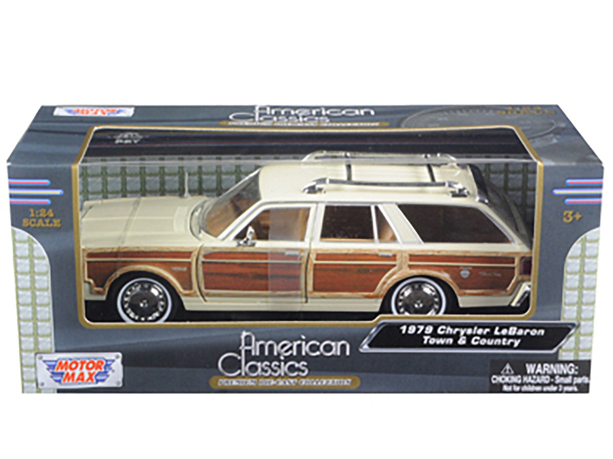 1979 Chrysler Lebaron Town & Country Cream 1/24 Diecast Model Car by Motormax LuxuryLifeWay Online Store