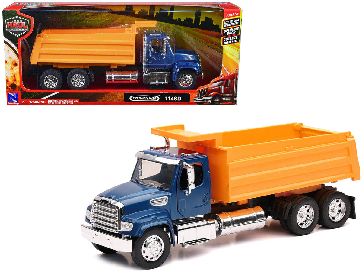 Freightliner 114SD Dump Truck Blue and Yellow "Long Haul Trucker" Series 1/32 Diecast Model by New Ray LuxuryLifeWay Online Store