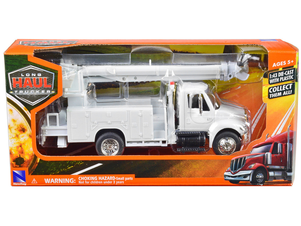 International 4200 Digger Service Truck White "Long Haul Trucker" Series 1/43 Diecast Model by New Ray LuxuryLifeWay Online Store