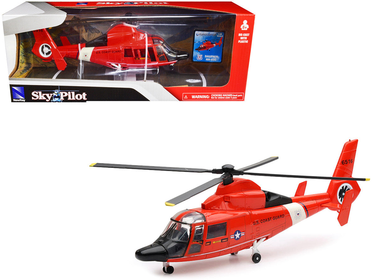 Eurocopter Dauphin HH-65C Helicopter Red "United States Coast Guard" "Sky Pilot" Series 1/48 Diecast Model by New Ray LuxuryLifeWay Online Store