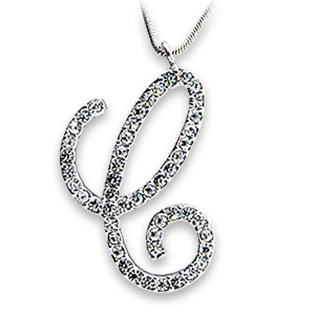OT116 - Rhodium Brass Pendant with Top Grade Crystal in Clear LuxuryLifeWay Online Store