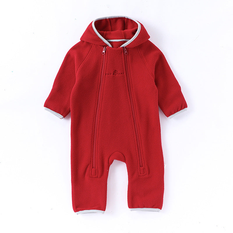 Winter Arrival Baby Unisex Long Sleeves Solid Color Letters Pattern Zip-up Rompers LuxuryLifeWay Online Store