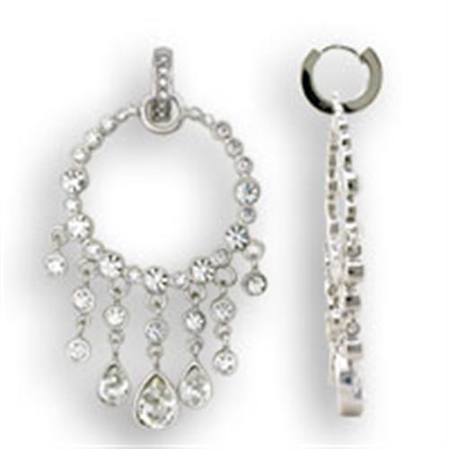 S37108 - Rhodium 925 Sterling Silver Earrings with Top Grade Crystal in Clear LuxuryLifeWay Online Store