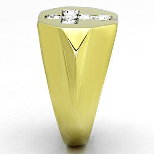 TK1062 - Two-Tone IP Gold (Ion Plating) Stainless Steel Ring with Top Grade Crystal in Clear LuxuryLifeWay Online Store