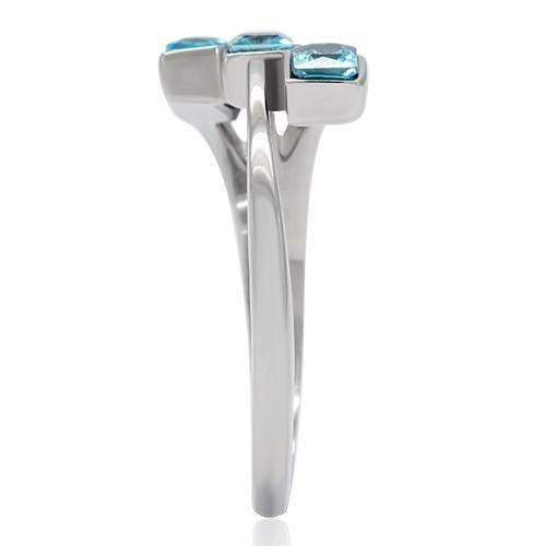 TK180 - High polished (no plating) Stainless Steel Ring with Synthetic Synthetic Glass in Sea Blue LuxuryLifeWay Online Store