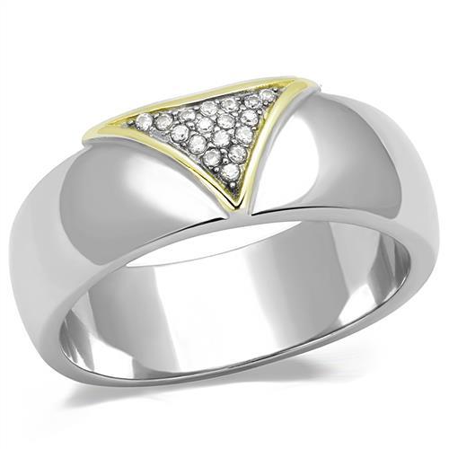 TK3187 - Two-Tone IP Gold (Ion Plating) Stainless Steel Ring with AAA Grade CZ in Clear LuxuryLifeWay Online Store
