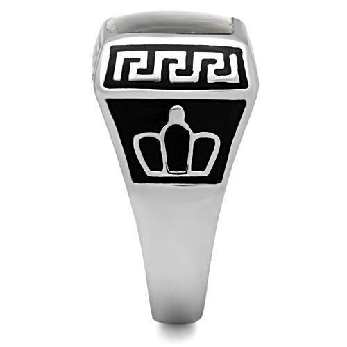 TK325 - High polished (no plating) Stainless Steel Ring with Precious Stone Conch in Gray LuxuryLifeWay Online Store