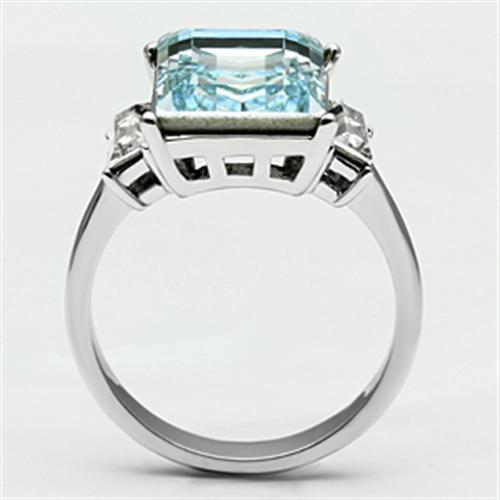TK650 - High polished (no plating) Stainless Steel Ring with Top Grade Crystal in Sea Blue LuxuryLifeWay Online Store
