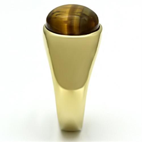TK718 - IP Gold(Ion Plating) Stainless Steel Ring with Synthetic Tiger Eye in Topaz LuxuryLifeWay Online Store