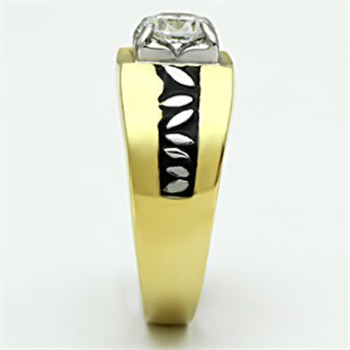 TK739 - Two-Tone IP Gold (Ion Plating) Stainless Steel Ring with AAA Grade CZ in Clear LuxuryLifeWay Online Store