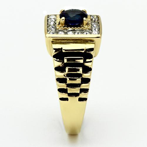 TK754 - Two-Tone IP Gold (Ion Plating) Stainless Steel Ring with Synthetic Synthetic Glass in Montana LuxuryLifeWay Online Store