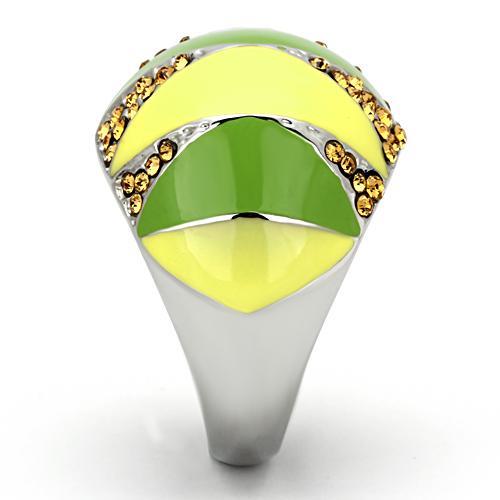 TK831 - High polished (no plating) Stainless Steel Ring with Top Grade Crystal in Topaz LuxuryLifeWay Online Store