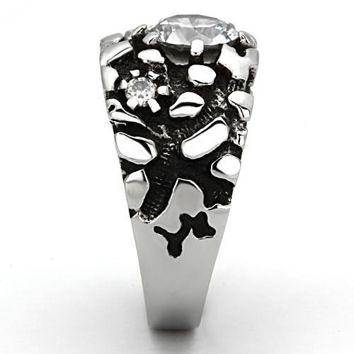 TK958 - High polished (no plating) Stainless Steel Ring with AAA Grade CZ in Clear LuxuryLifeWay Online Store