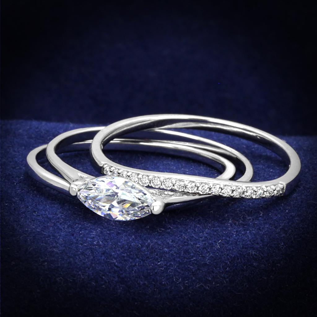 TS208 - Rhodium 925 Sterling Silver Ring with AAA Grade CZ in Clear LuxuryLifeWay Online Store