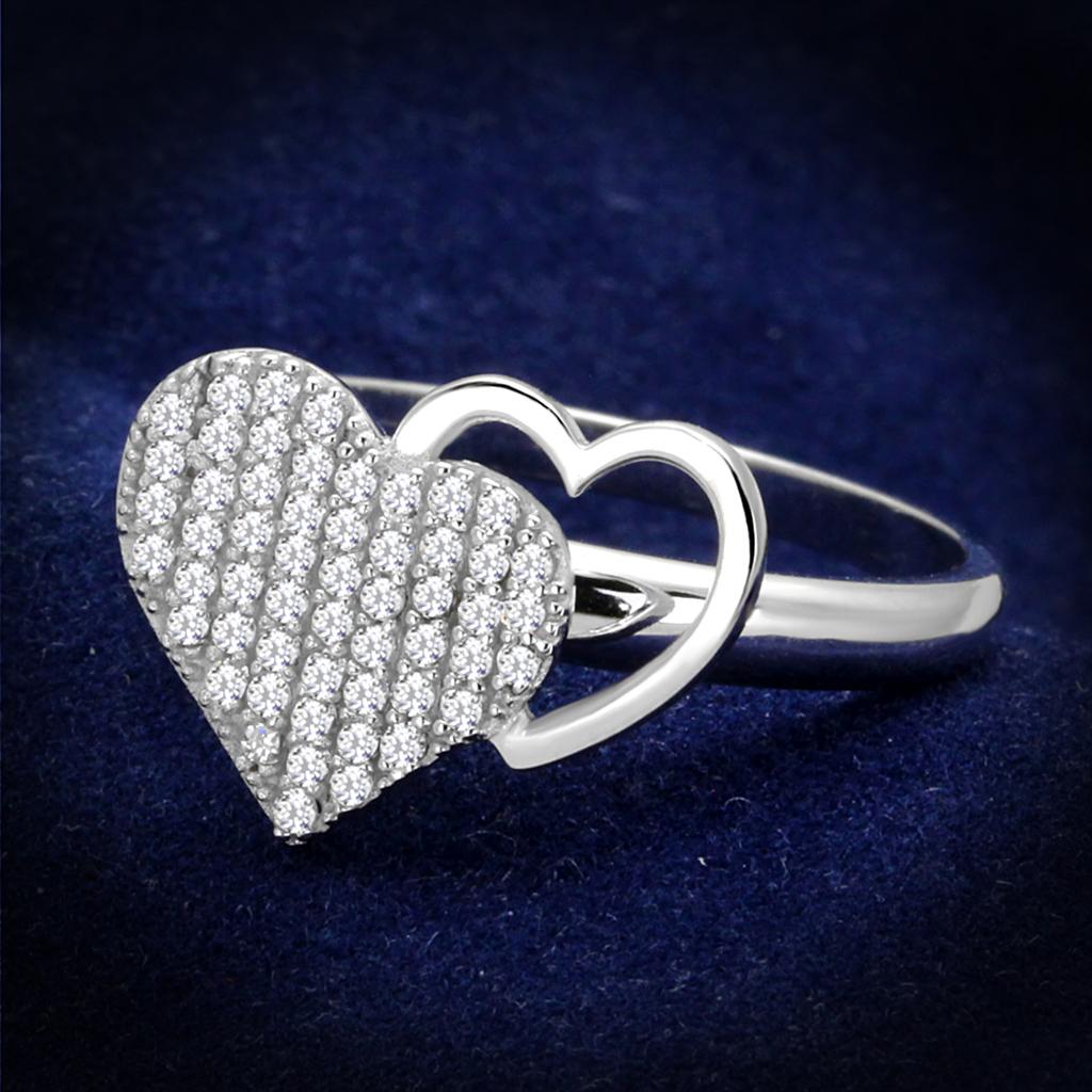 TS260 - Rhodium 925 Sterling Silver Ring with AAA Grade CZ in Clear LuxuryLifeWay Online Store