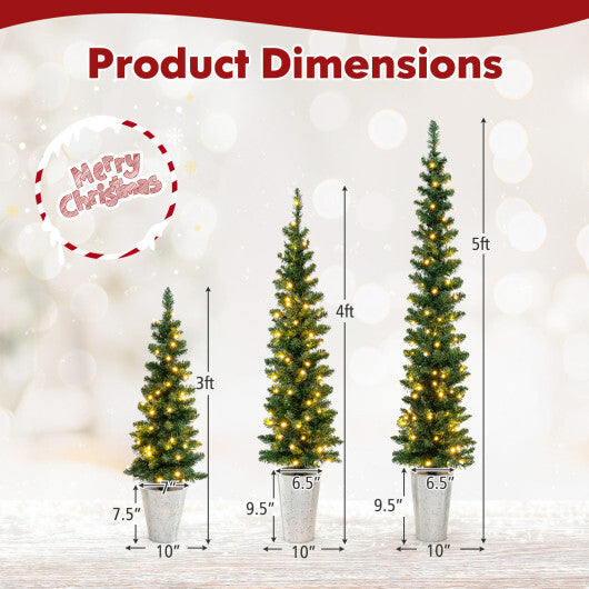 Costway Set of 3 Pre-Lit Artificial Christmas Trees with 423 Branch Tips 3 4 5 FT LuxuryLifeWay Online Store