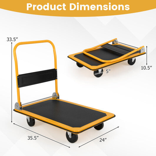 Costway Folding Platform Cart Dolly Hand Truck-Black LuxuryLifeWay Online Store