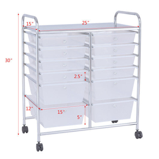 Costway 12 Storage Drawer Organizer Bins Rolling Cart LuxuryLifeWay Online Store