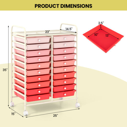 Costway 20 Drawers Rolling Storage Cart Studio Organizer-Gradient Pink LuxuryLifeWay Online Store