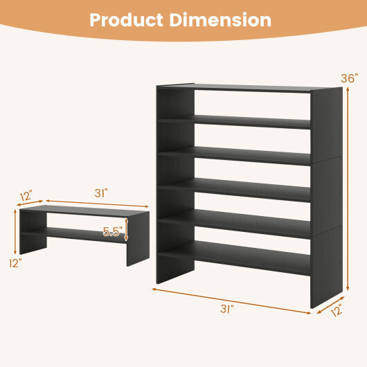 Costway 6-tier Shoe Rack with Anti-tipping Device for Entryway-Black LuxuryLifeWay Online Store