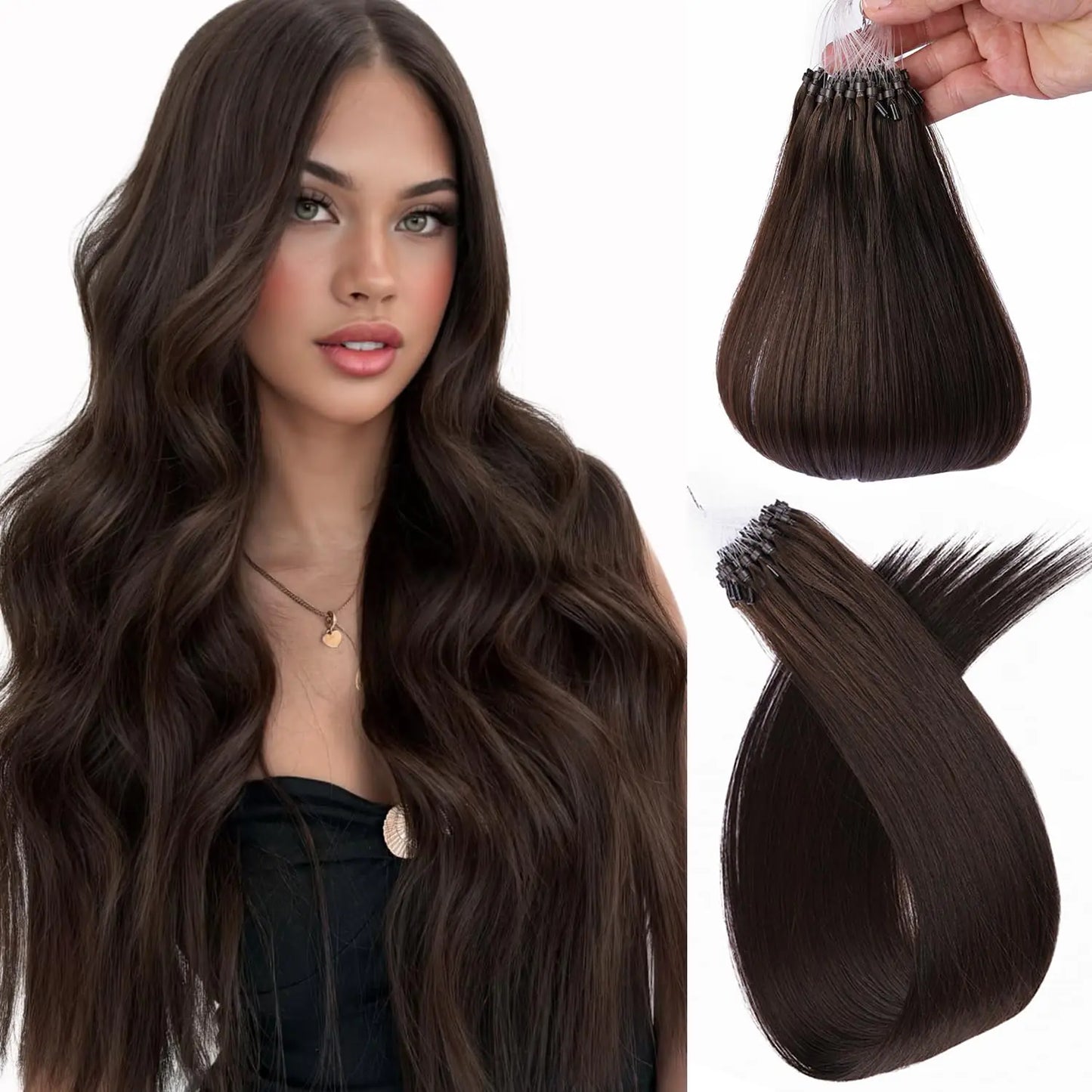 MioYio Microlink Hair Extensions Human Hair #4 Medium Brown-30g Micro link Hair Extensions Human Hair Microlink Hair Extensions Microlink Extensions ,Microlink Hair Extensions Human 20inch