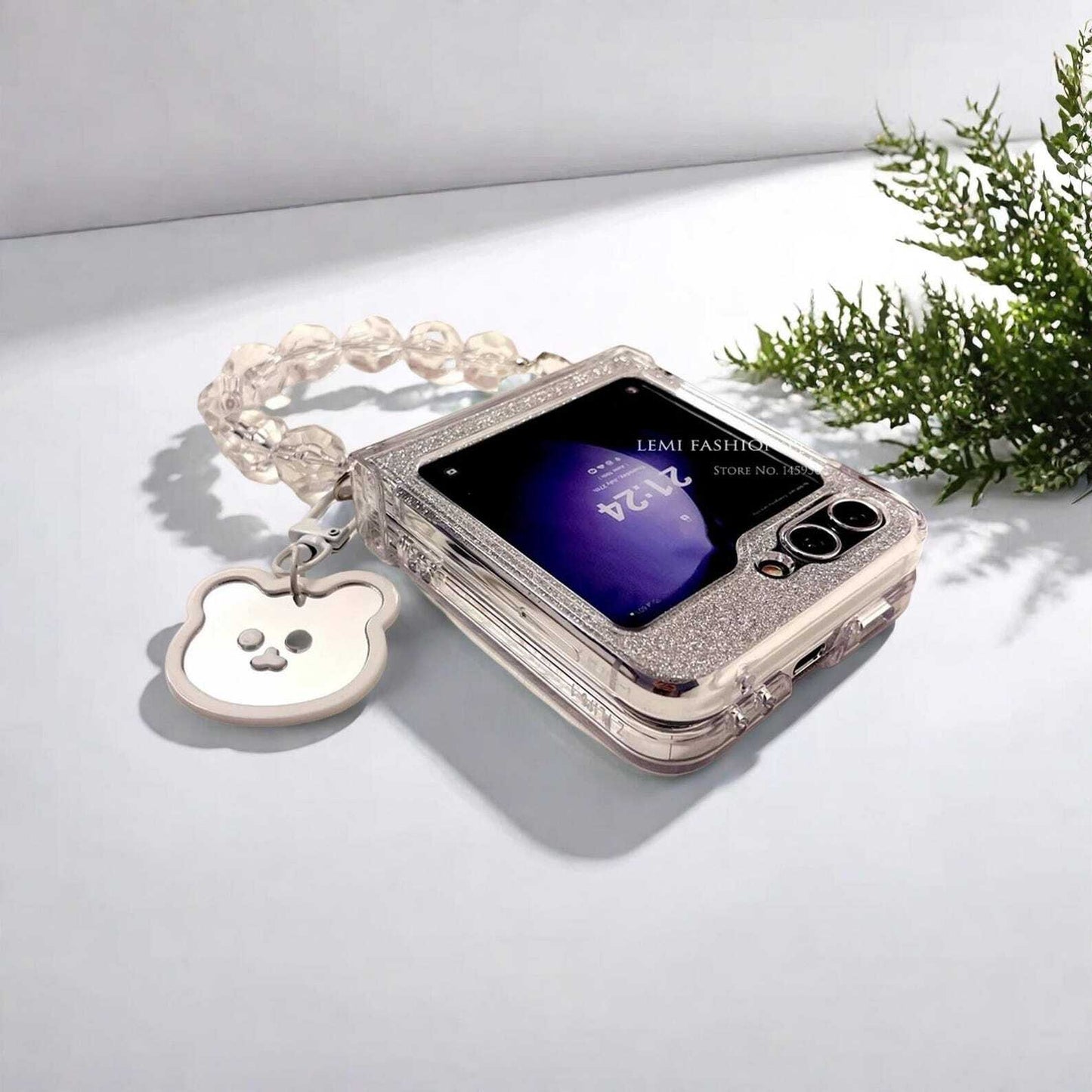 Glitter Bracelet Chain Hinge Case for Samsung Galaxy Z Flip 3 4 5 6 - Stylish Clear Protective Cover with Secure Grip for Zflip5 Phones LuxuryLifeWay Online Store