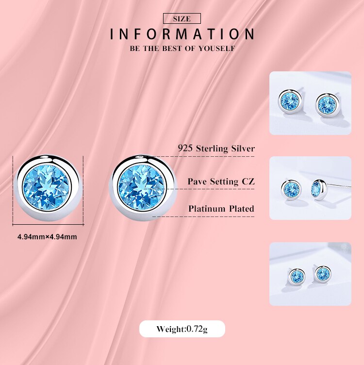 Round Rock Blue Crystal Earrings Pi-Mart