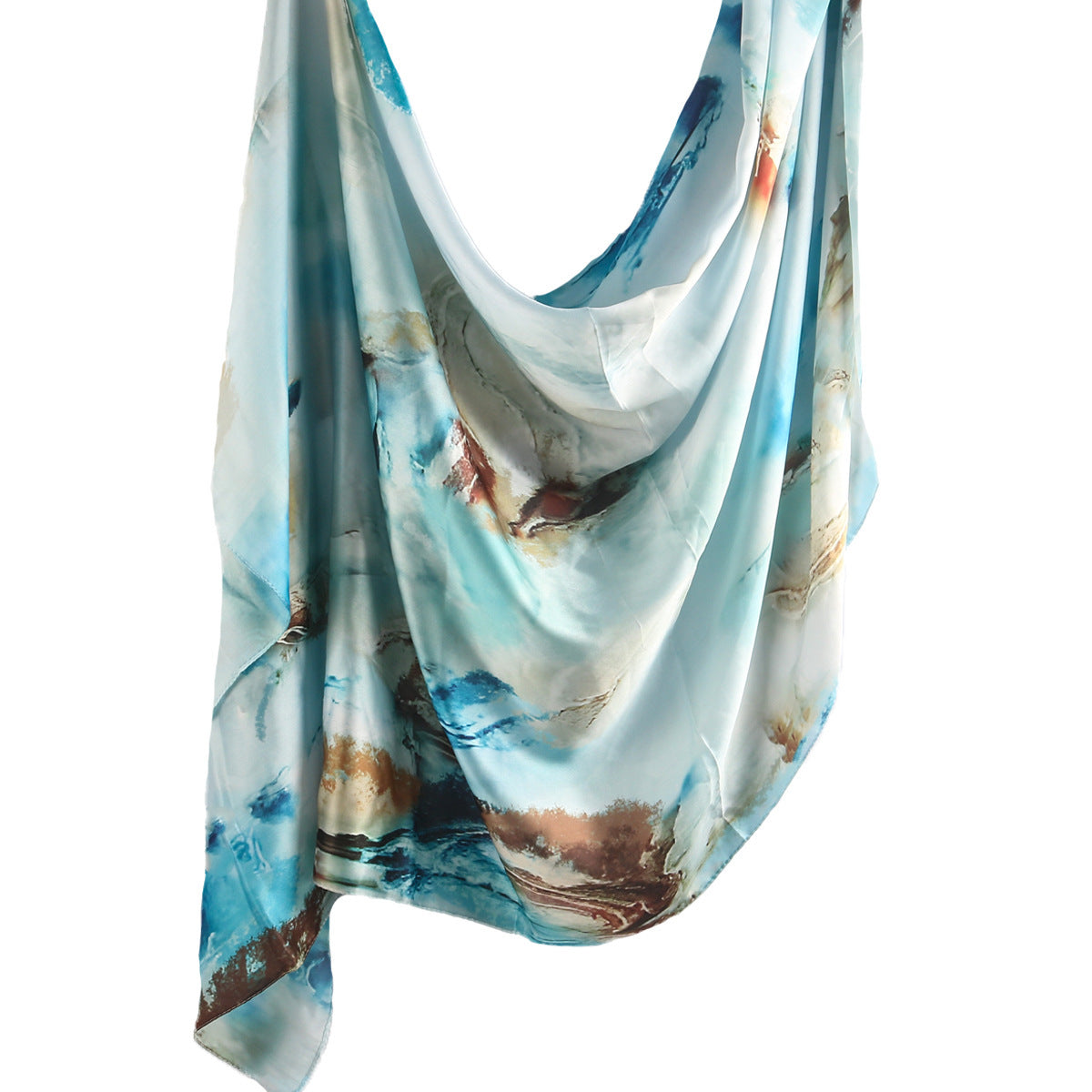 Printed Scarf Silk Ethnic Shawls Premium Marble LadyShow.Store