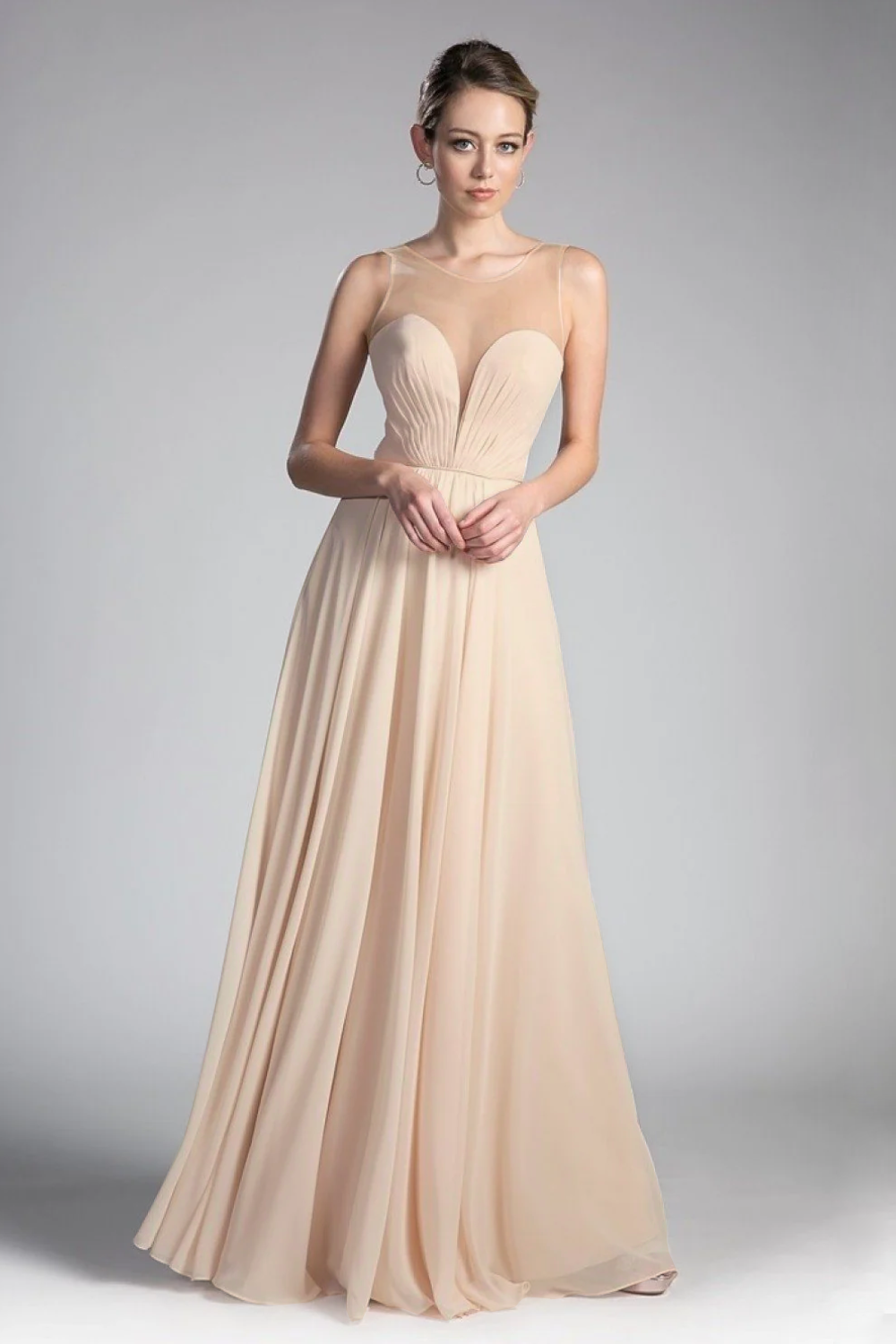 A-Line Chiffon Dress with Illusion Neckline LuxuryLifeWay Online Store