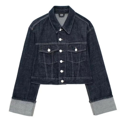Women's Hemming Sleeve Denim Jacket Pi-Mart
