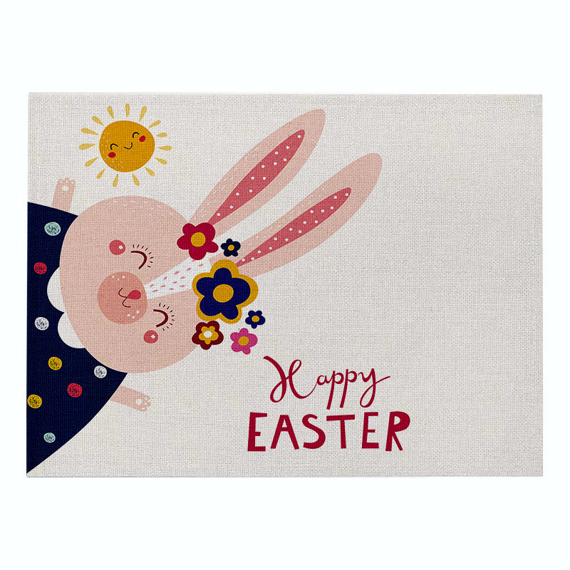 Home Cartoon Rabbit Kitchen Insulation Coaster Anti-scalding Cotton And Linen Western Placemat PearlNestDecor.com
