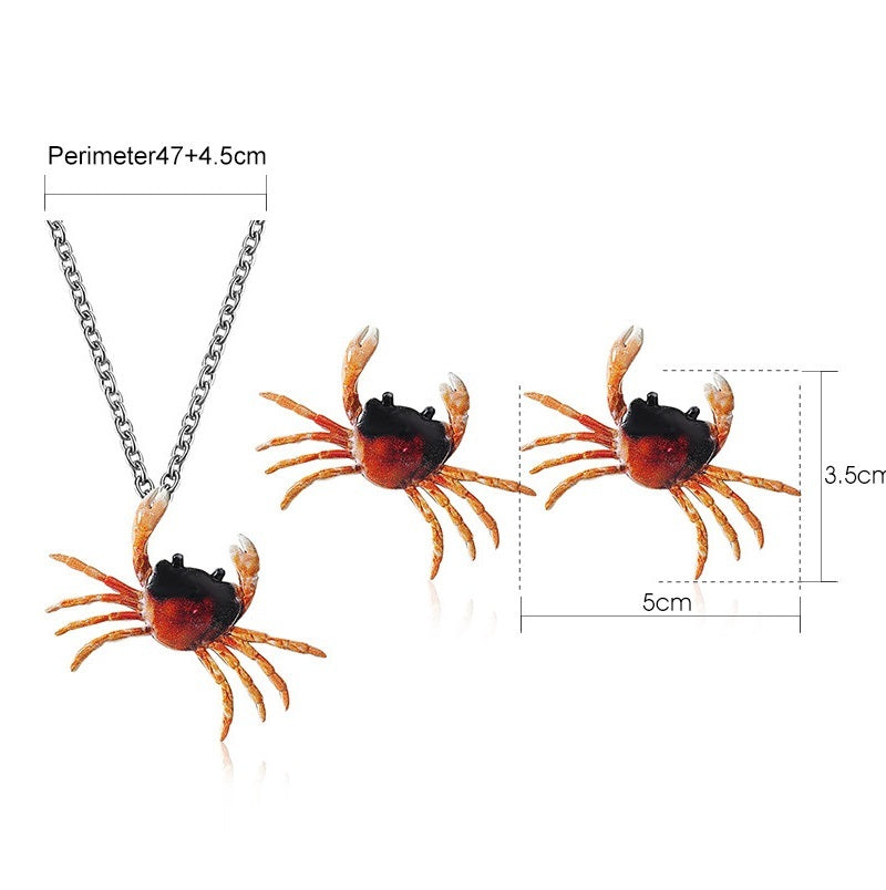Personalized Crab Earring Necklace Set