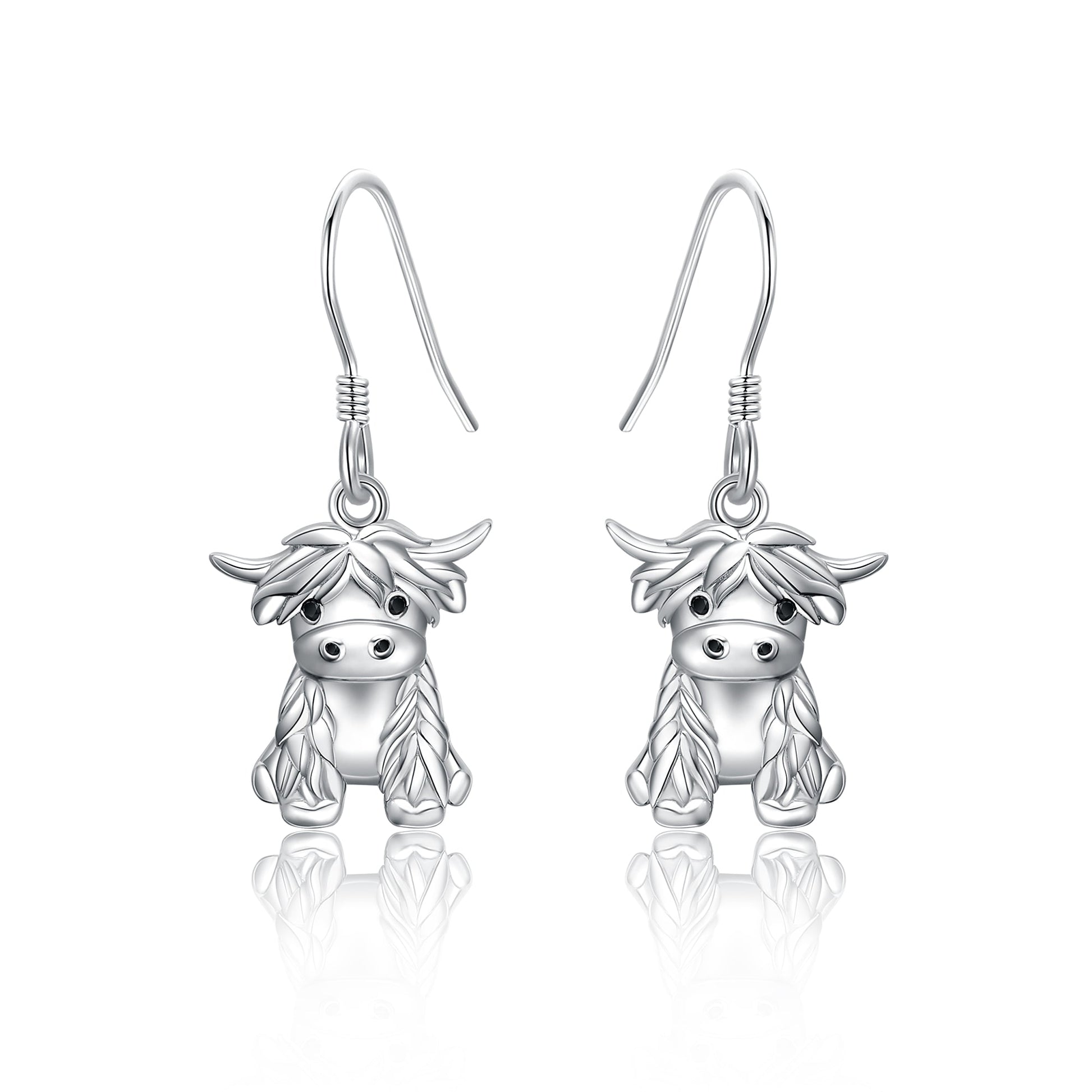 925 Sterling Silver Highland Cow Necklace Cow Earrings Cow Jewelry LadyShow.Store