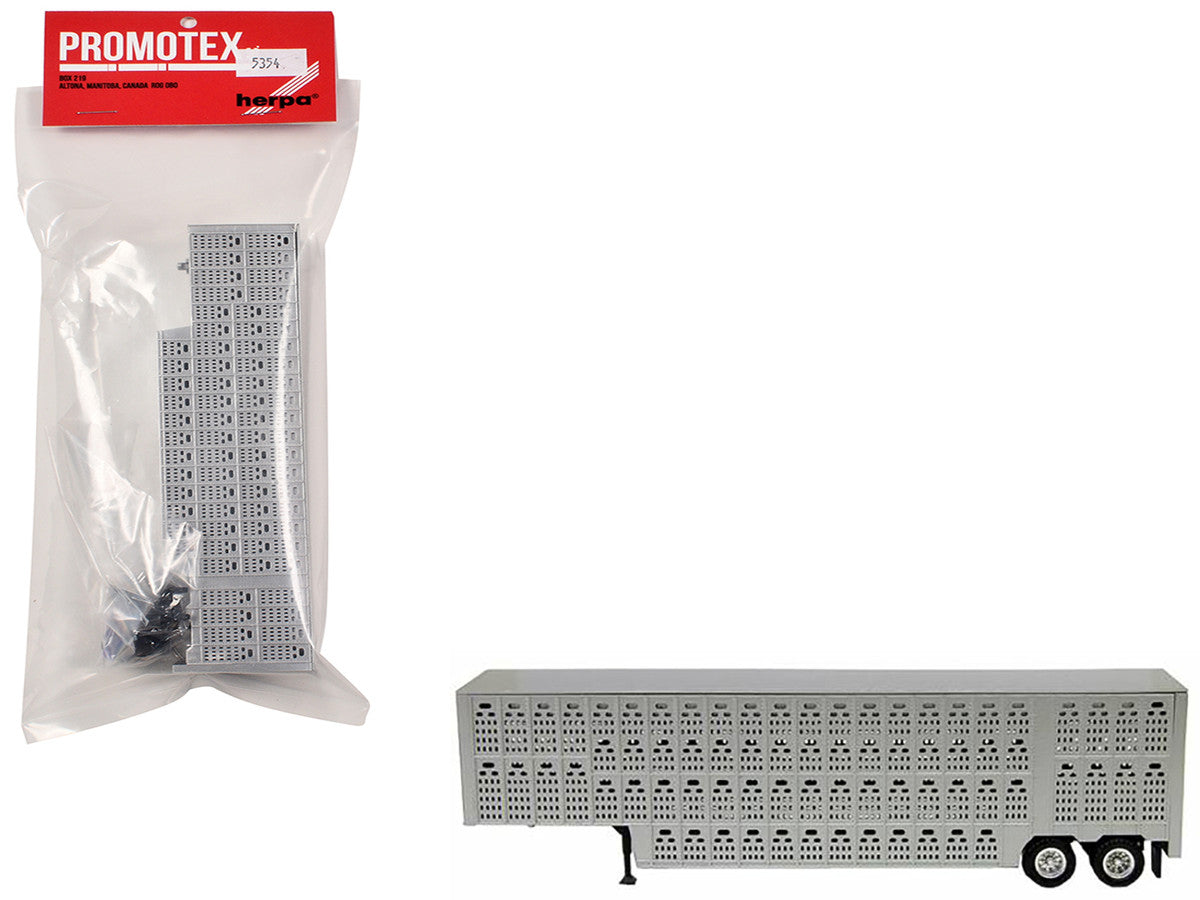 Livestock Trailer Silver 1/87 (HO) Plastic Model by Promotex LuxuryLifeWay Online Store